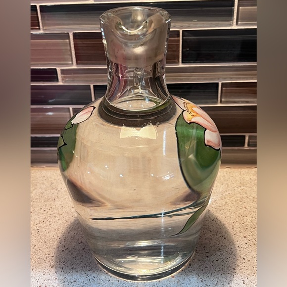 Vintage Hand Painted Art Glass Stylish Serving Pitcher 8” height, 4 cups - Picture 7 of 7